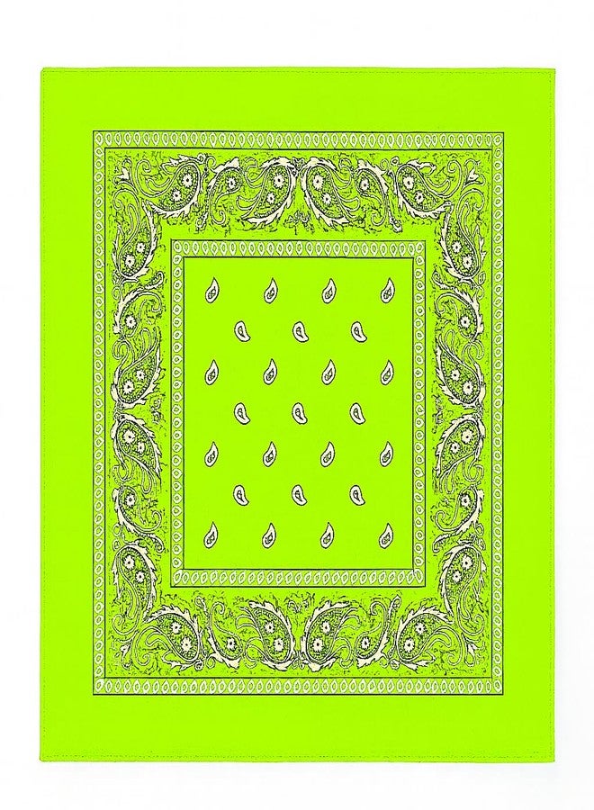 SUNRIBE Paisley Bandanas 3-Pack - 100% Cotton 21x21 Inch (Fluorescent Green) - Image 1